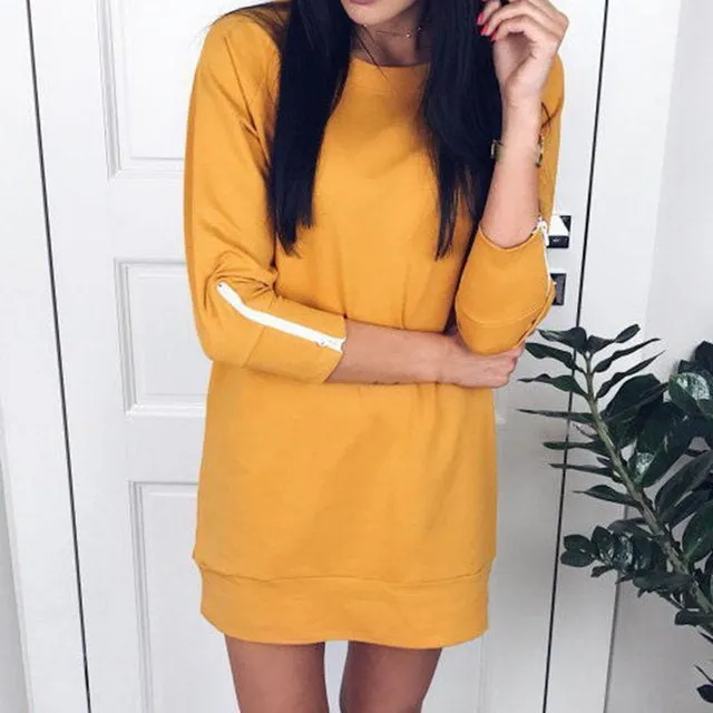 Trendy boat neck zipper sleeve fashion dress
