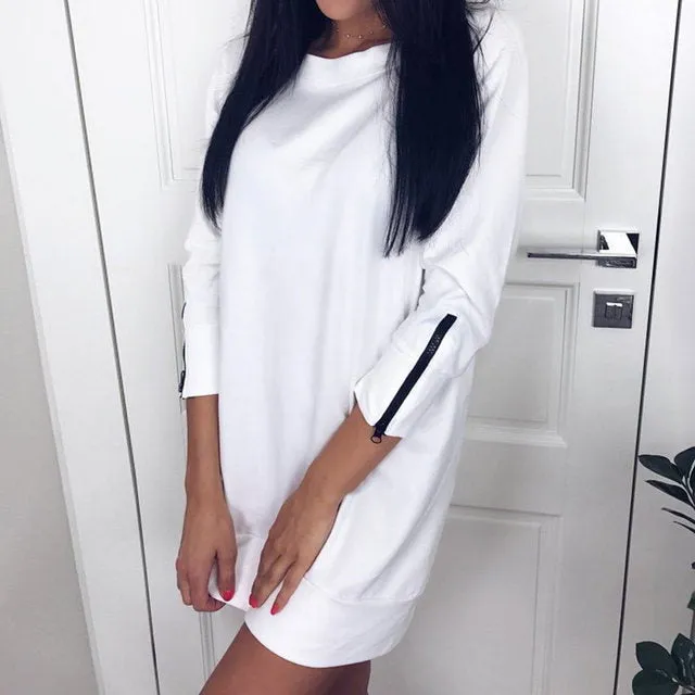 Trendy boat neck zipper sleeve fashion dress