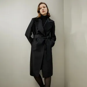 Turn Down Collar Silk Trench Coat