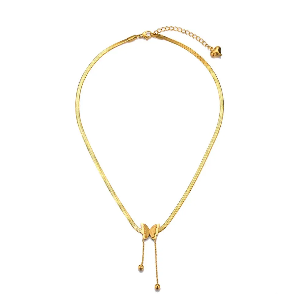 Vintage Butterfly Gold Stainless Charms Choker Necklace