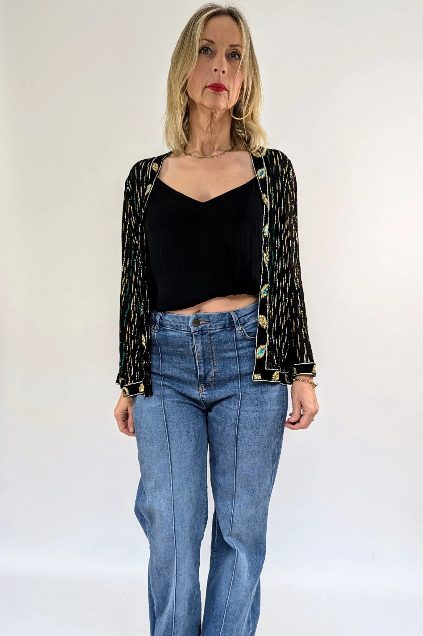 Vintage Frank Usher Metallic Shacket Top