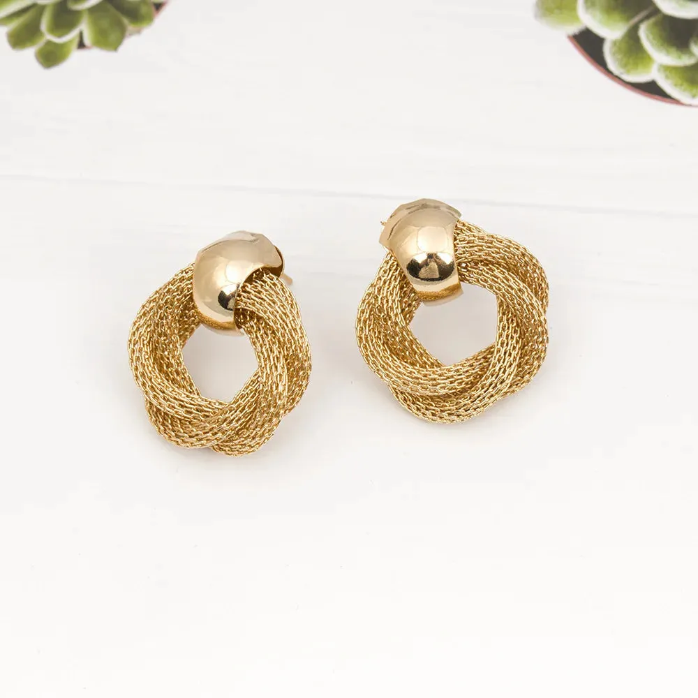Vintage Metallic Twisted Weaving Round Circle Dangle Earrings Wedding Fashion Jewelry