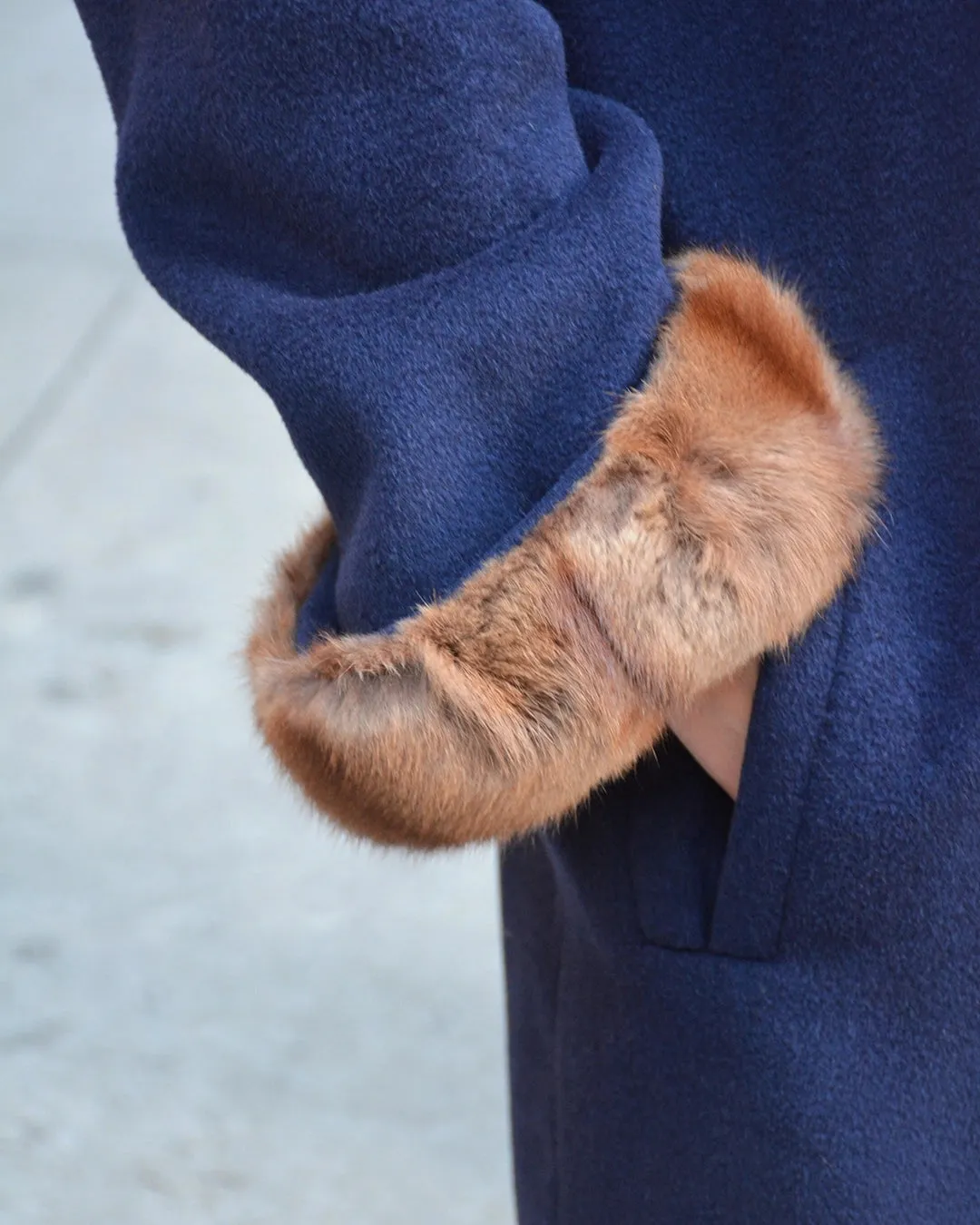 Vintage Yves Saint Laurent Cashmere Wool Fur-Trim Coat