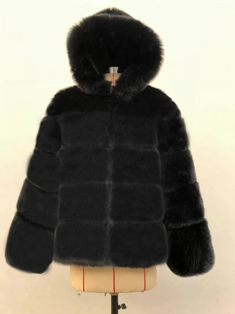 Winter Thick Warm Hoody Faux Fur Coat Women Furry