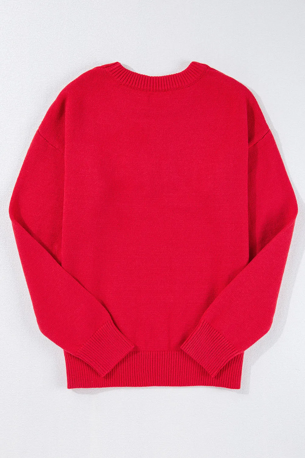 Womens Red Tinsel Merry Letter Drop Shoulder Baggy Sweater