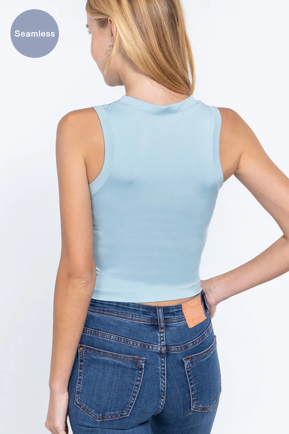 Women's Round Neck Seamless Crop Tank Top