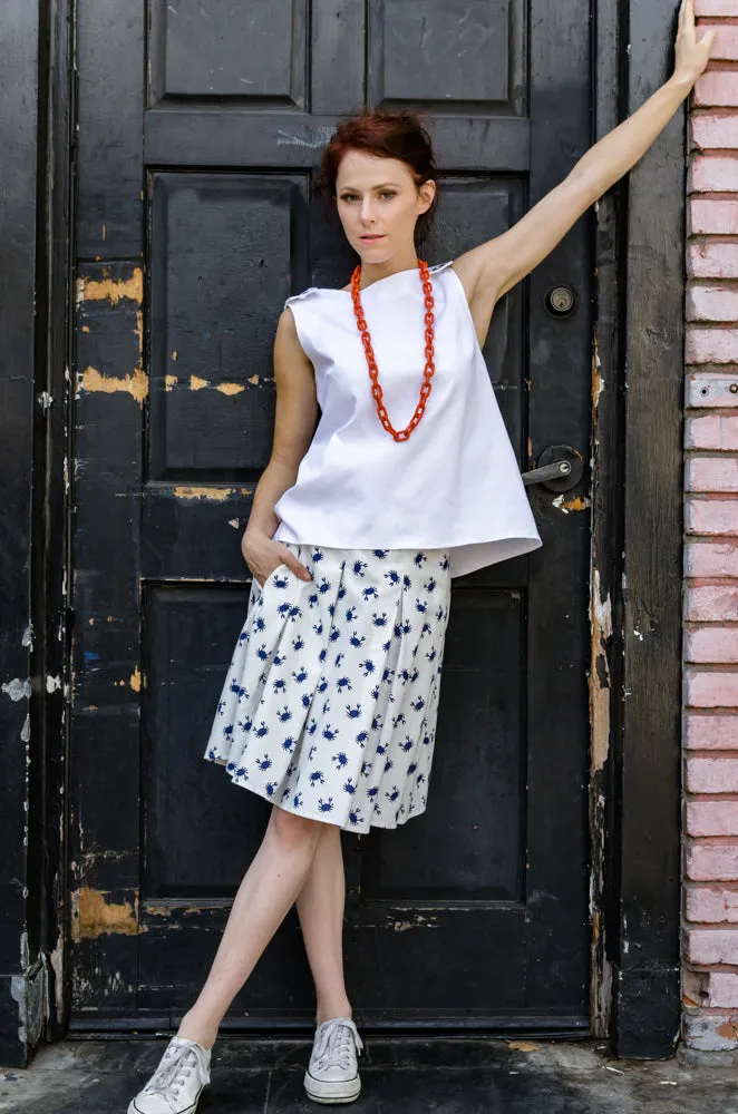 Women's Sleeveless Cotton Redford A-Line Tank Top with Front Tabs